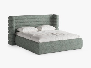 PAT TAPITAT MOUNT, 180X200, MELANJ VERDE MUSCHI, SOMIERA RABATABILA, CU TAPITERIE DIN TEXTIL STRUCTURAT PUENTE, MICADONI