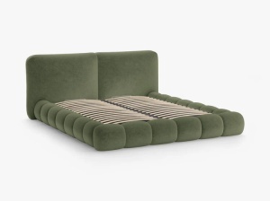 PAT TAPITAT SOLANGE, 180X200, VERDE, SOMIERA RABATABILA, CU TAPITERIE DIN TEXTIL CHENILLE PERFECT HARMONY, MICADONI - Img 3