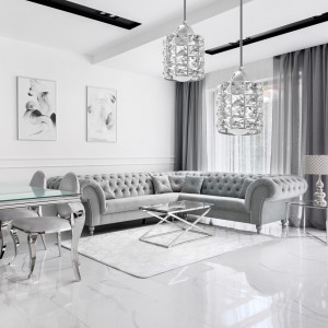 PENDUL CRYSTAL SILVER APP727-1CP, 85X10, ARGINTIU, DIN METAL SI STICLA, STIL MODERN, TU - Img 6