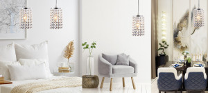 PENDUL GLAMOR CRYSTAL APP730-1CP, 103x11 cm, ARGINTIU, DIN METAL DE INALTA CALITATE SI CRISTALE, STIL MODERN, TU - Img 8