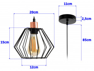 PENDUL SIENA GY180404, LOFT STYLE, 15x20x85 cm, NEGRU SI ROZ AURIU, DIN OTEL SI METAL DE INALTA CALITATE, STIL MODERN/LOFT, TU - Img 6