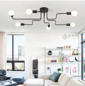 PLAFONIERA CU 6 BECURI AGARO APP014-6CW, 109x69 cm, NEGRU, DIN OTEL SI METAL DE INALTA CALITATE, STIL MODERN, TU - Img 6