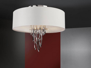 PLAFONIERA DOMO, 55 CM, CROM/ALB, DIN METAL SI METACRILAT, STIL MODERN - Img 1