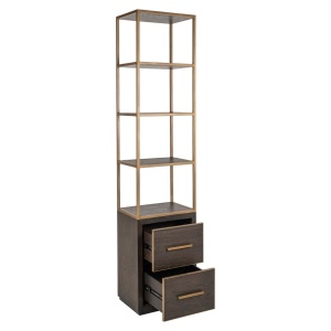 RAFT ORGANIZATOR CARTER 214129, CONFECTIONAT DIN METAL, LEMN DE STEJAR, FURNIR SI PAL, CULOARE AURIE/MARO, STIL MODERN - Img 2