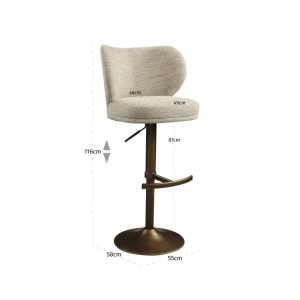 SCAUN BAR AMELY, DIN METAL SI TEXTIL, DE CULOARE CUPRU/CREM, RICHMOND INTERIORS - Img 8