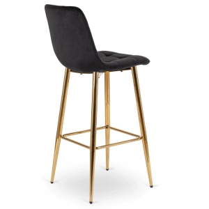 SCAUN BAR, ARTIM MEBLE, REALIZAT DIN CATIFEA SI METAL, CULOARE NEGRU/AURIU, STIL MODERN - Img 3