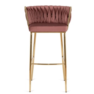 SCAUN BAR, ARTIM MEBLE, REALIZAT DIN CATIFEA SI METAL, CULOARE ROZ/AURIU, STIL MODERN - Img 2