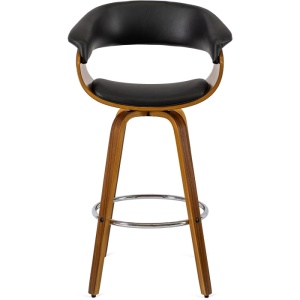 SCAUN BAR ROTATIV, ARTIM MEBLE, REALIZAT DIN PIELE ECO, FURNIR, LEMN SI METAL, CULOARE NUC, NEGRU/NATUR, STIL MODERN - Img 3