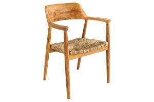 SCAUN BESTSELLER, KENNEDY, CU BRATE, REALIZAT DIN LEMN DE PIN SI RATAN, CULOARE NATUR, PENTRU RESTAURANTE SI CAFENELE