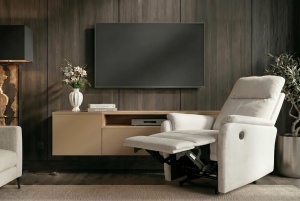 SCAUN CINEMA, HOLLYWOOD, REGLABIL ELECTRIC, REALIZAT DIN MATERIAL TEXTIL DE CULOARE BEJ, INVICTA INTERIOR - Img 9