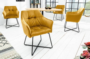 SCAUN CU BRATE, LOFT, CATIFEA GALBEN MUSTAR, COD 39529, STIL LOFT - Img 7