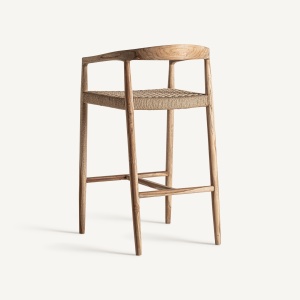 SCAUN DE BAR CAEN 101CM, DIN LEMN DE TEC SI FIBRE NATURALE, ASPECT COLONIAL, VICAL HOME - Img 4