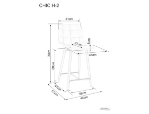 SCAUN DE BAR CHIC H-2, CURRY BLUVEL 68/NEGRU MAT, TAPITERIE DIN CATIFEA SI METAL, STIL MODERN - Img 5