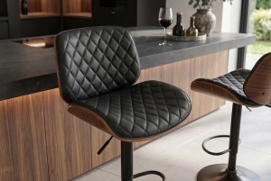 SCAUN DE BAR CHICAGO ROTATIV, DIN METAL, FURNIR SI PIELE ECO, CULOARE MARO/NEGRU, INVICTA INTERIOR - Img 10