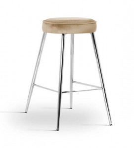 SCAUN DE BAR CIRCO 60, BEJ/CROM, STIL MODERN, CONFECTIONAT DIN METAL SI CATIFEA