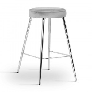 SCAUN DE BAR CIRCO 60, GRI/CROM, STIL MODERN, CONFECTIONAT DIN METAL SI CATIFEA