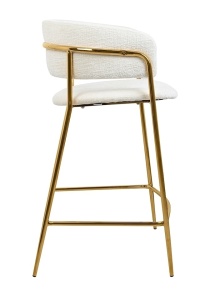 SCAUN DE BAR DELTA 65 ALB/AURIU, CU TAPITERIE DIN TEXTIL, STIL MODERN - Img 2