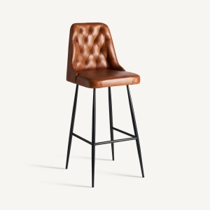 SCAUN DE BAR DEXTER 108CM, DIN METAL SI PIELE NATURALA, STIL VINTAGE, VICAL HOME