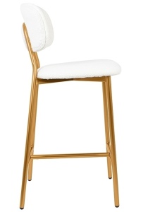 SCAUN DE BAR FABIOLA BOUCLE, ALB/AURIU, CU TAPITERIE DIN TEXTIL BOUCLE, STIL MODERN - Img 2