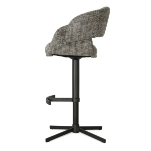 SCAUN DE BAR FROYD CROSS, CONFECTIONAT DIN METAL, SPUMA, ARCURI SI TEXTIL, GRI/NEGRU, STIL MODERN - Img 3