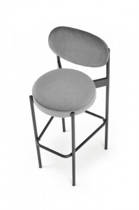 SCAUN DE BAR H108, GRI/NEGRU, TAPITERIE DIN CATIFEA SI PICIOARE DIN METAL, STIL MODERN - Img 2