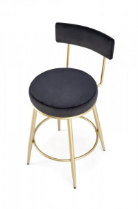 SCAUN DE BAR H115, NEGRU/AURIU, TAPITERIE DIN CATIFEA SI PICIOARE DIN METAL, STIL MODERN - Img 2