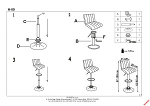 SCAUN DE BAR H89, GRI INCHIS/NEGRU, TAPITERIE DIN PIELE ECOLOGICA SI PICIOARE DIN METAL, STIL MODERN - Img 2