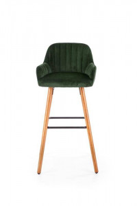 SCAUN DE BAR H93, VERDE/NUC, TAPITERIE DIN CATIFEA SI PICIOARE DIN LEMN MASIV, STIL MODERN - Img 4