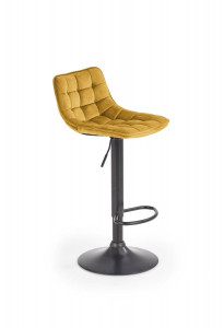 SCAUN DE BAR H95, GALBEN MUSTAR/NEGRU, TAPITERIE DIN CATIFEA SI PICIOARE DIN METAL, STIL MODERN - Img 1
