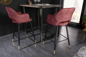 SCAUN DE BAR, PARIS, DE CULOARE ROSIE, DIN CATIFEA, COD 42293, ASPECT RETRO - Img 2