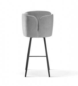 SCAUN DE BAR PIVOTANT BEETLE, 60 CM, GRI/NEGRU, TAPITERIE DIN CATIFEA SI PICIOARE DIN METAL, STIL MODERN - Img 3