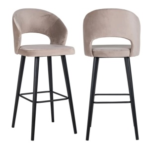 SCAUN DE BAR SAVOY KAKI/NEGRU, S4562, CONFECTIONAT DIN SPUMA, LEMN SI 100% POLIESTER, RICHMOND INTERIORS