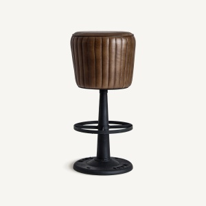 SCAUN DE BAR SENEY 79CM, DIN METAL, LEMN SI PIELE NATURALA, STIL VINTAGE, VICAL HOME