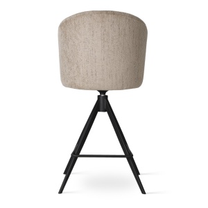 SCAUN DE BAR, SENI SUPREME TWIST M 60 CM, BEJ/NEGRU, TAPITERIE DIN TEXTIL, SPUMA, ARCURI SI METAL, STIL MODERN - Img 4