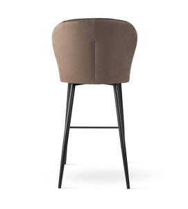 SCAUN DE BAR SHELLY SUPREME, 70 CM, BEJ INCHIS/NEGRU, TAPITERIE DIN CATIFEA SI PICIOARE DIN METAL,STIL MODERN - Img 3