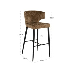 SCAUN DE BAR TAYLOR BRANDY FUSION, 213634, CONFECTIONAT DIN POLIESTER, METAL SI SPUMA, MARO/NEGRU, STIL MODERN - Img 3