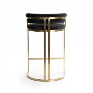 SCAUN DE BAR VEGAS, 60 CM, NEGRU/AURIU MAT, TAPITERIE DIN CATIFEA SI PICIOARE DIN METAL, STIL MODERN - Img 3