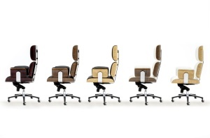 SCAUN DE BIROU DE LUX, ARTIM LOUNGE BUSINESS, REALIZAT PIELE NATURALA ITALIANA SI LEMN, CULOARE ALB/NUC, STIL EAMES - Img 7