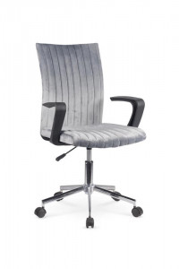 SCAUN DE BIROU DORAL, GRI/CROM, TAPITERIE DIN CATIFEA SI PICIOARE DIN METAL, STIL MODERN