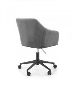 SCAUN DE BIROU FRESCO, GRI/NEGRU, TAPITERIE DIN CATIFEA SI PICIOARE DIN METAL, STIL MODERN - Img 3