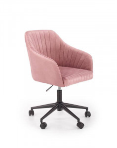 SCAUN DE BIROU FRESCO, ROZ/NEGRU, TAPITERIE DIN CATIFEA SI PICIOARE DIN METAL, STIL MODERN - Img 1