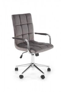 SCAUN DE BIROU GONZO 4, GRI/CROM, TAPITERIE DIN CATIFEA SI PICIOARE DIN METAL, STIL MODERN - Img 6