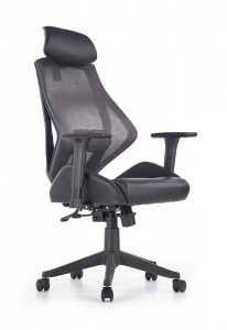 SCAUN DE BIROU HASEL, GRI/NEGRU, TAPITERIE DIN PIELE ECOLOGICA/PLASA SI PICIOARE DIN METAL, STIL MODERN - Img 4