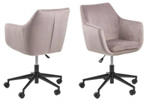 SCAUN DE BIROU NORA, ROZ PUDRA/NEGRU, DIN MATERIAL TEXTIL SI METAL, STIL MODERN - Img 2