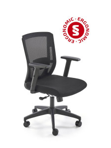 SCAUN DE BIROU PAREDES, NEGRU, TAPITERIE DIN STOFA/PLASA SI PICIOARE DIN METAL, STIL MODERN