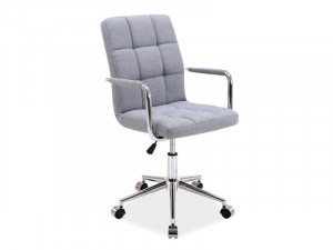 SCAUN DE BIROU PIVOTANT Q-022, GRI/CROM, TAPITERIE DIN STOFA SI PICIOR DIN METAL, STIL MODERN
