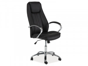 SCAUN DE BIROU PIVOTANT Q-036, NEGRU/CROM, TAPITERIE DIN PIELE ECOLOGICA SI PICIOR DIN METAL, STIL MODERN