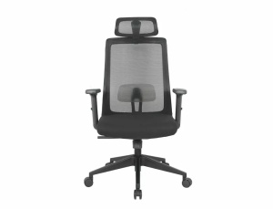 SCAUN DE BIROU PIVOTANT Q-058, NEGRU/NEGRU, TAPITERIE DIN STOFA SI PLASA SI PICIOR DIN PLASTIC, STIL MODERN - Img 2