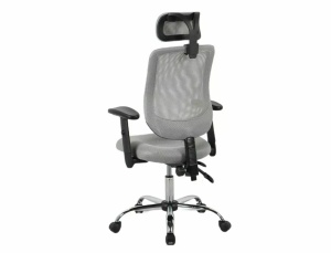 SCAUN DE BIROU PIVOTANT Q-118R, GRI/CROM, TAPITERIE DIN STOFA SI PLASA SI PICIOR DIN METAL, STIL MODERN - Img 2