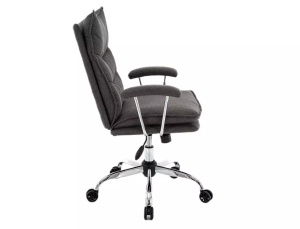 SCAUN DE BIROU PIVOTANT Q-289, GRI/CROM, TAPITERIE DIN STOFA SI PICIOR DIN METAL, STIL MODERN - Img 2